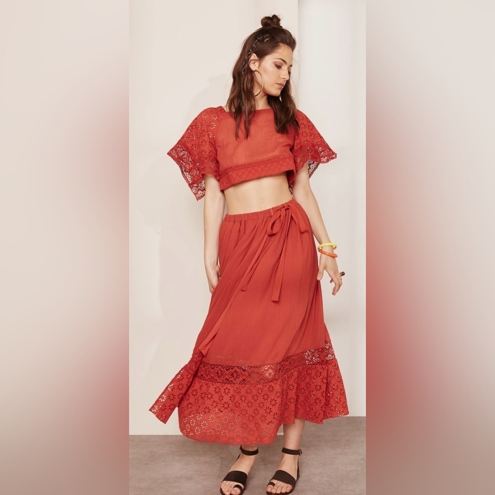 New! Free People Darling Eyelet Lace Slit Skirt Only in Burn Notice ❤️ XS - Picture 9 of 15